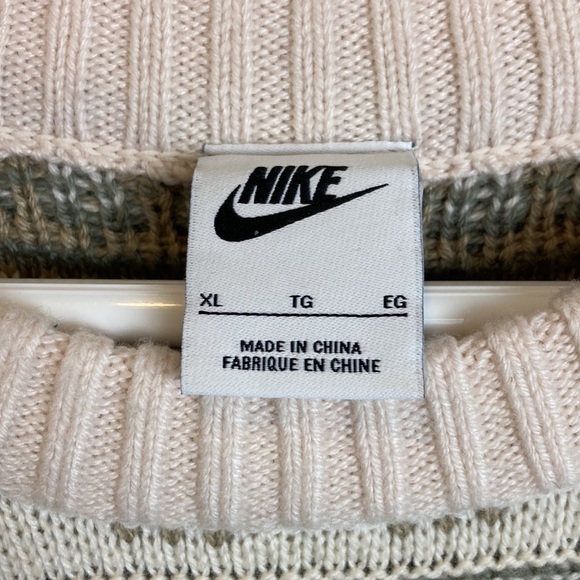 Nike Life Fair Isle Cable Knit Crewneck Sweater Orewood Brown FZ0125-105 Sz XL - Picture 8 of 16
